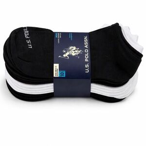 U.S. Polo Assn Men’s 10 Pack Low Cut Socks Black White Size 6-12 NWT